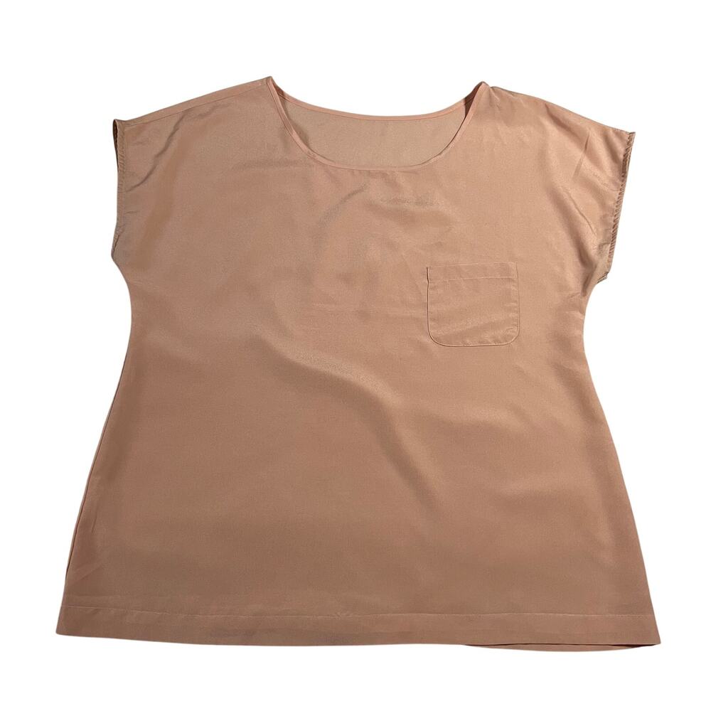 Women's Round Neck Cap Sleeve Lightweight Blouse Size M Relaxed Coquette Girly